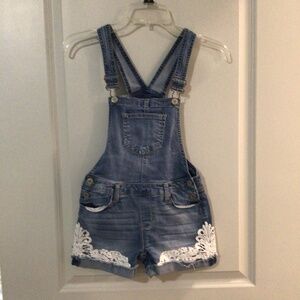 Denim overall shorts